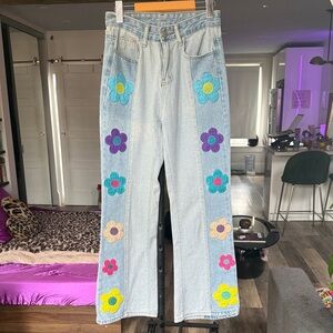 Floral Embroidered Jeans